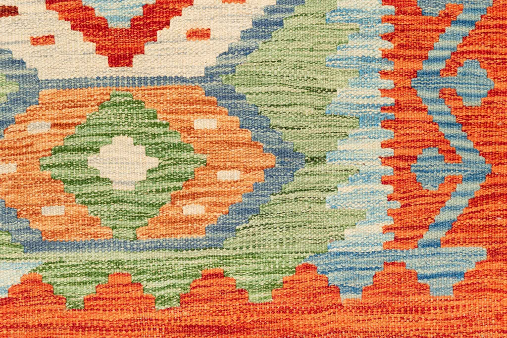 Handgewebter Kelim-Teppich aus Schurwolle, 123 × 173 cm