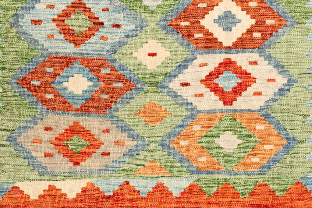 Handgewebter Kelim-Teppich aus Schurwolle, 123 × 173 cm
