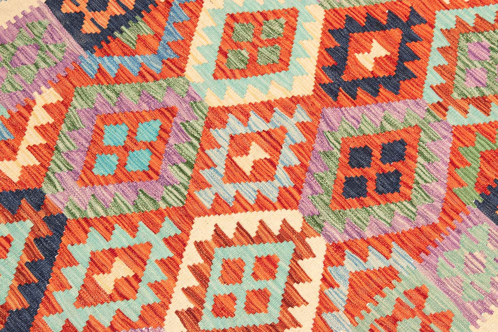 Handgewebter Kelim-Teppich aus Schurwolle, 119 × 172 cm