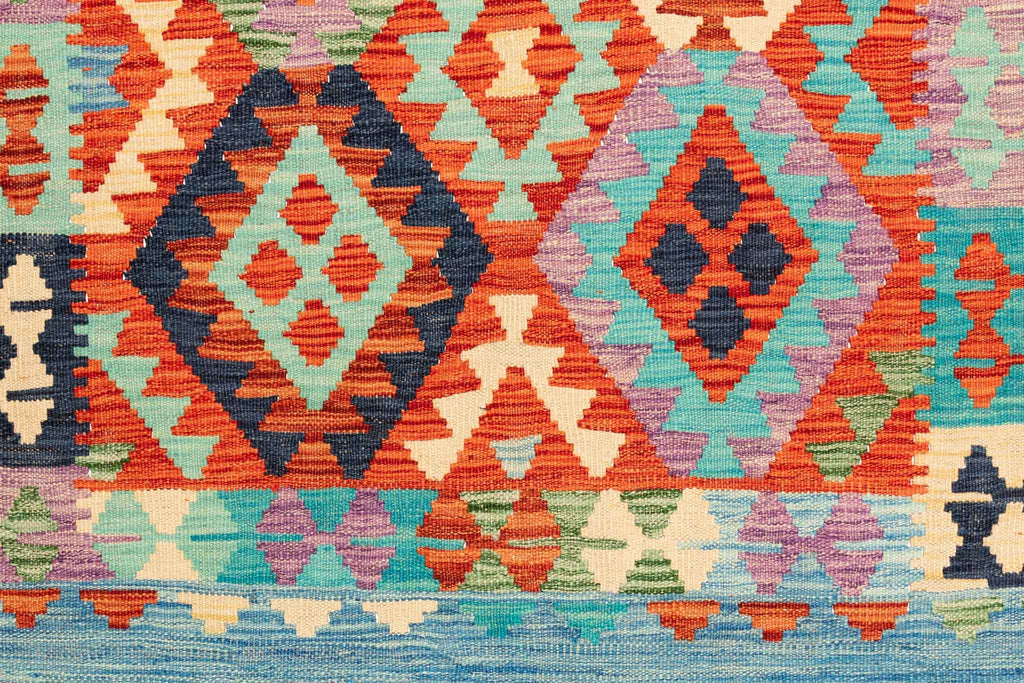 Handgewebter Kelim-Teppich aus Schurwolle, 119 × 172 cm