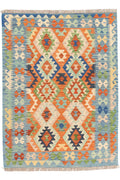 Handgewebter Kelim-Teppich aus Schurwolle, 126 × 168 cm