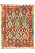 Handgewebter Kelim-Teppich aus Schurwolle, 155 × 200 cm
