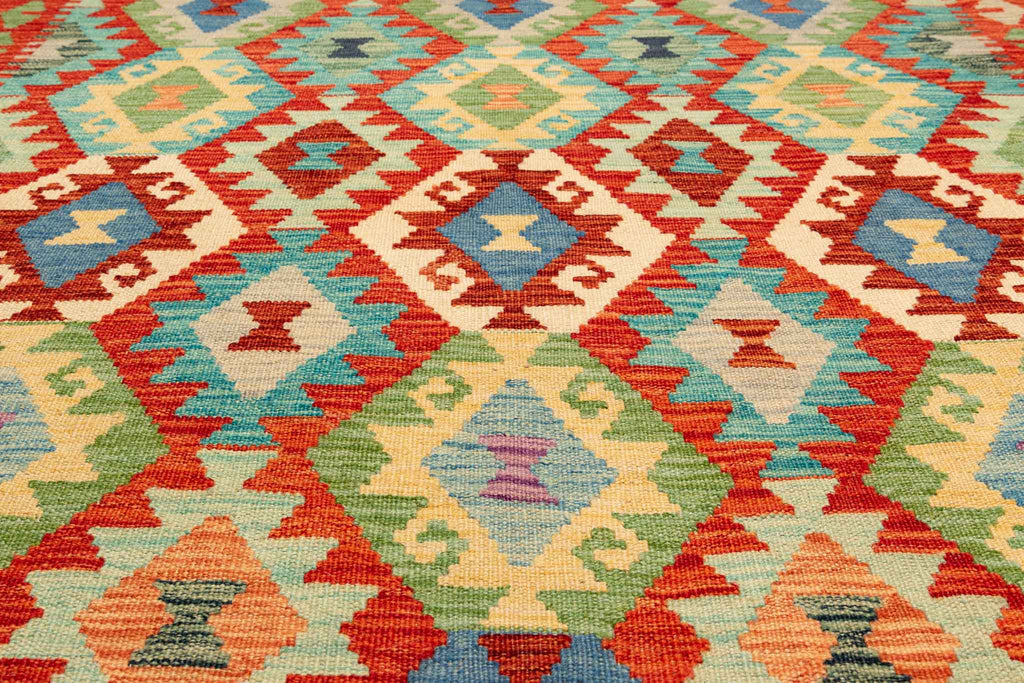 Handgewebter Kelim-Teppich aus Schurwolle, 155 × 200 cm
