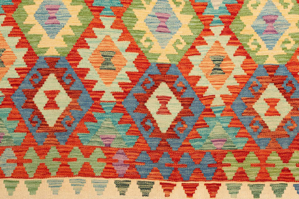 Handgewebter Kelim-Teppich aus Schurwolle, 155 × 200 cm