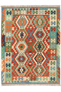 Handgewebter Kelim-Teppich aus Schurwolle, 150 × 196 cm