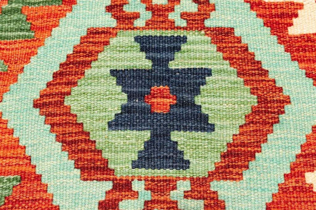 Handgewebter Kelim-Teppich aus Schurwolle, 150 × 196 cm