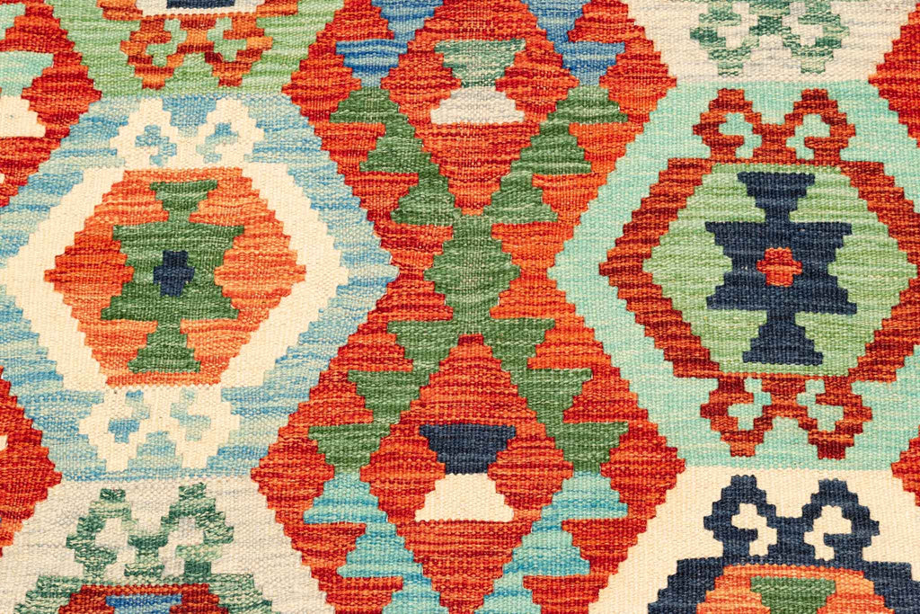 Handgewebter Kelim-Teppich aus Schurwolle, 150 × 196 cm