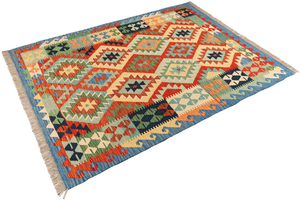 Handgewebter Kelim-Teppich aus Schurwolle, 143 × 191 cm