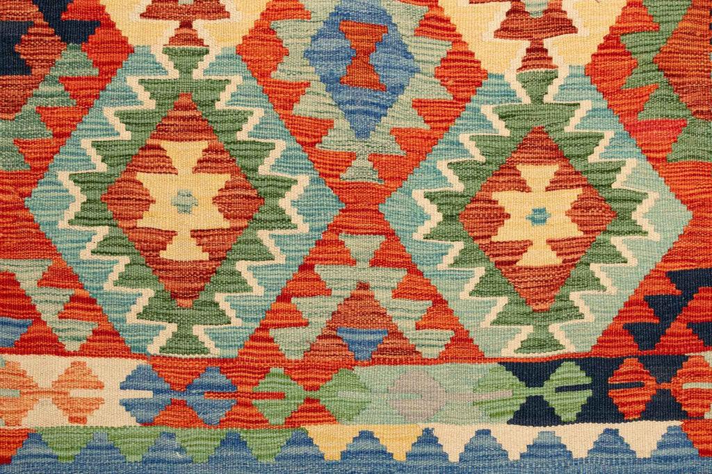 Handgewebter Kelim-Teppich aus Schurwolle, 143 × 191 cm