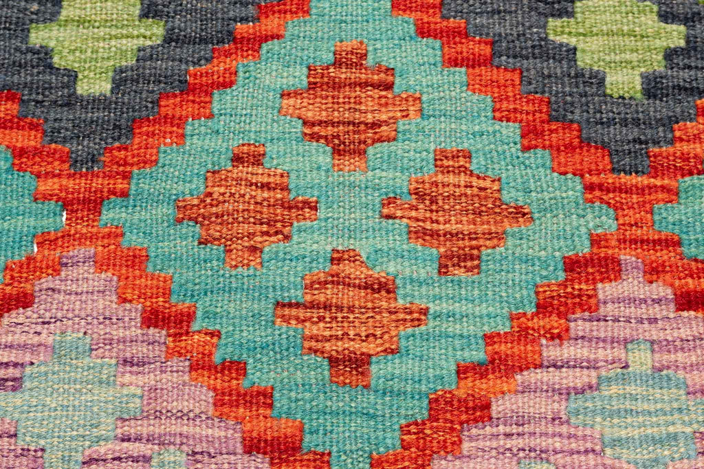 Handgewebter Kelim-Teppich aus Schurwolle, 152 × 197 cm