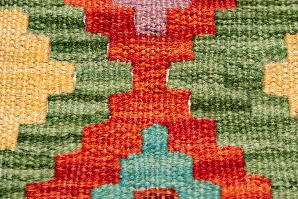 Handgewebter Kelim-Teppich aus Schurwolle, 152 × 197 cm