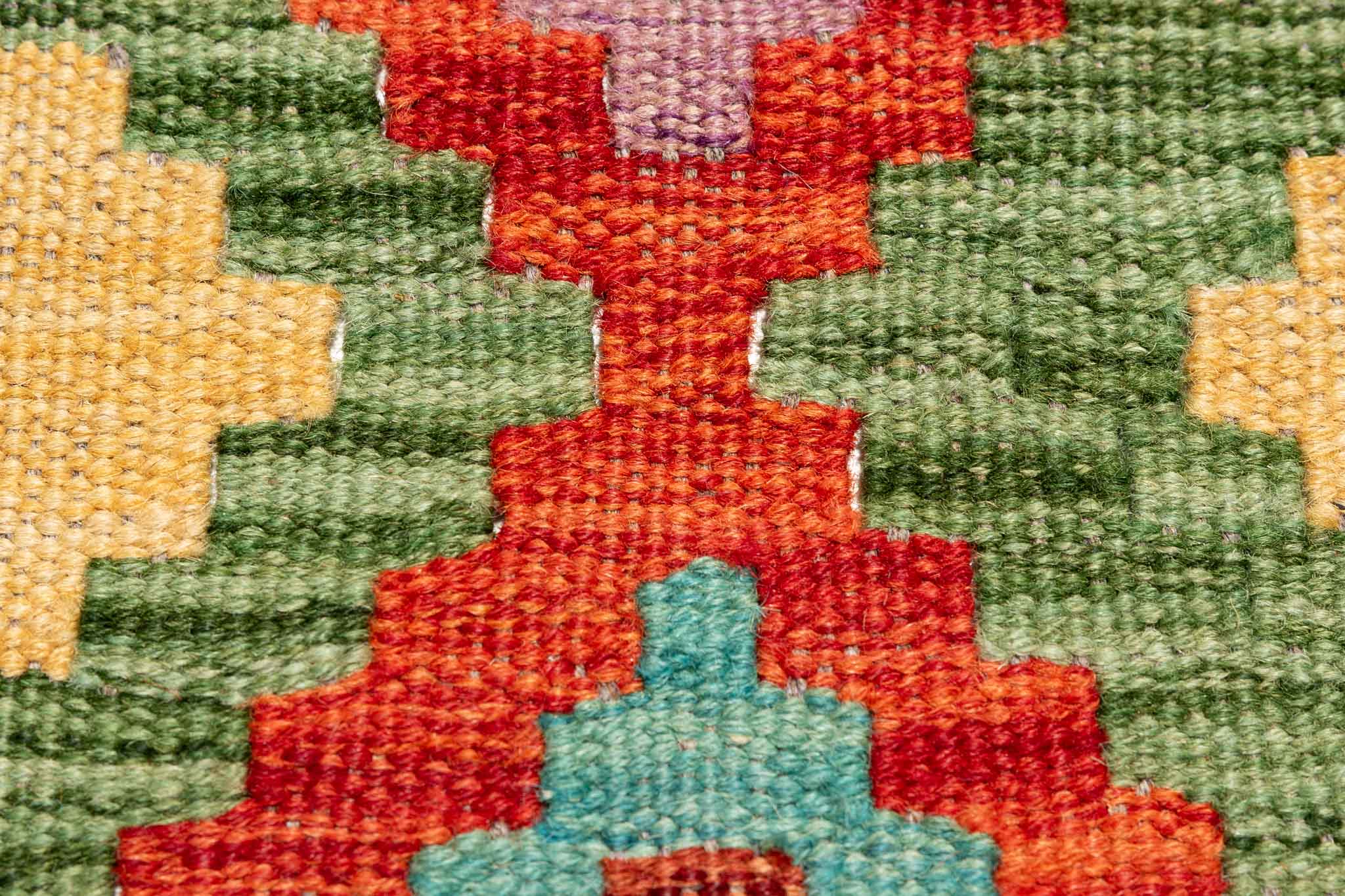 Handgewebter Kelim-Teppich aus Schurwolle, 152 × 197 cm