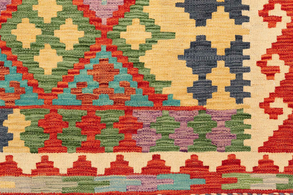Handgewebter Kelim-Teppich aus Schurwolle, 152 × 197 cm