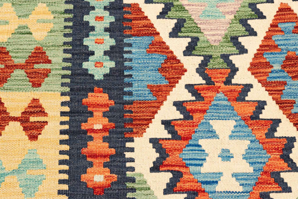 Handgewebter Kelim-Teppich aus Schurwolle, 149 × 192 cm