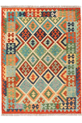 Handgewebter Kelim-Teppich aus Schurwolle, 148 × 200 cm