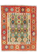 Handgewebter Kelim-Teppich aus Schurwolle, 150 × 194 cm