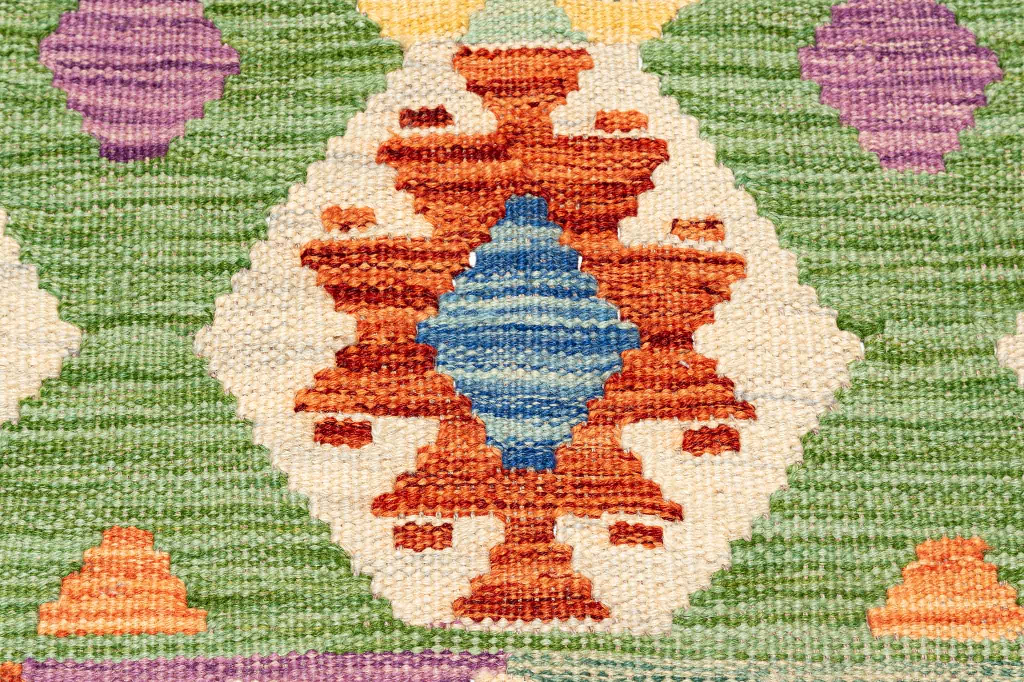 Handgewebter Kelim-Teppich aus Schurwolle, 150 × 194 cm