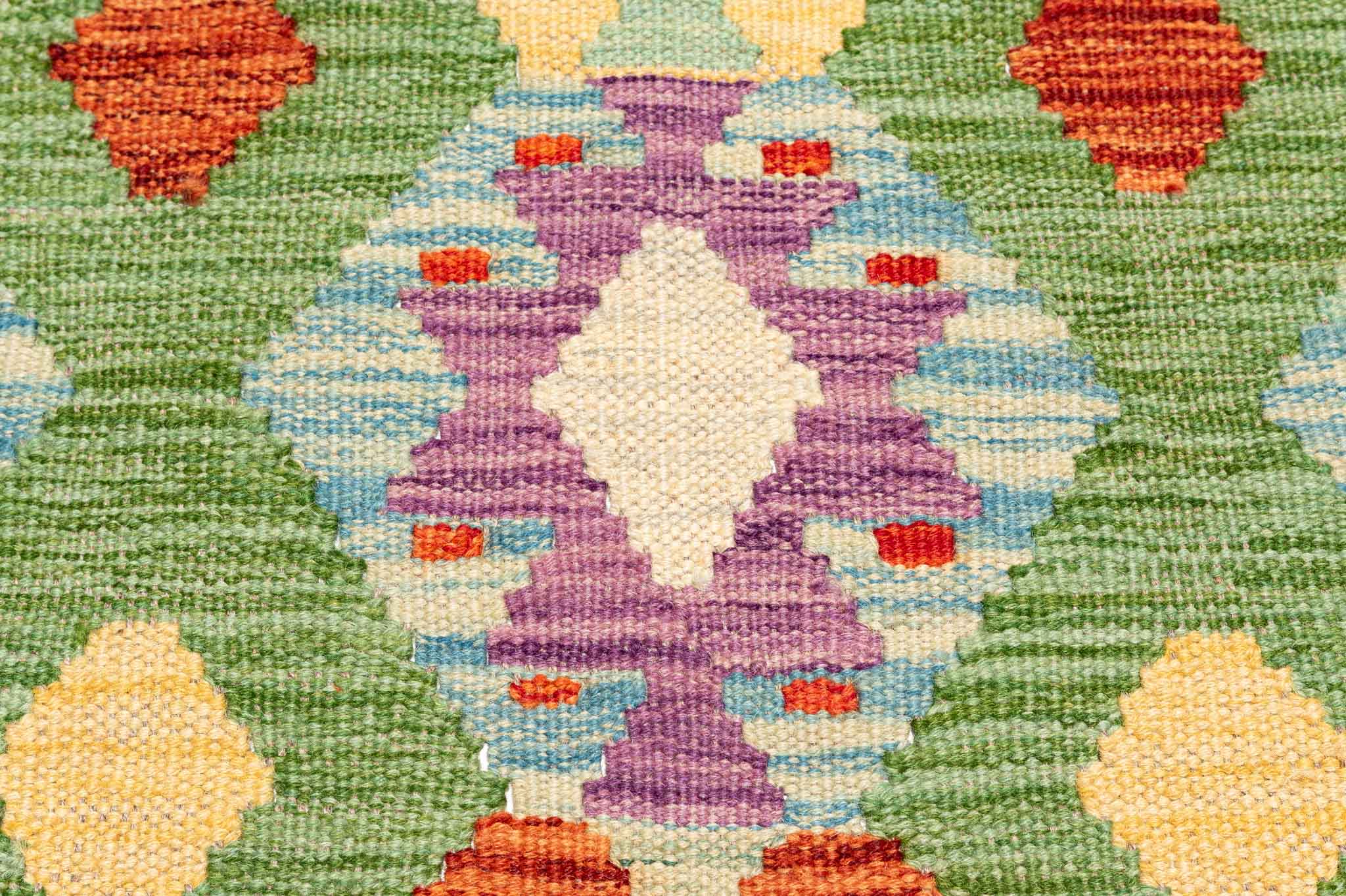 Handgewebter Kelim-Teppich aus Schurwolle, 150 × 194 cm