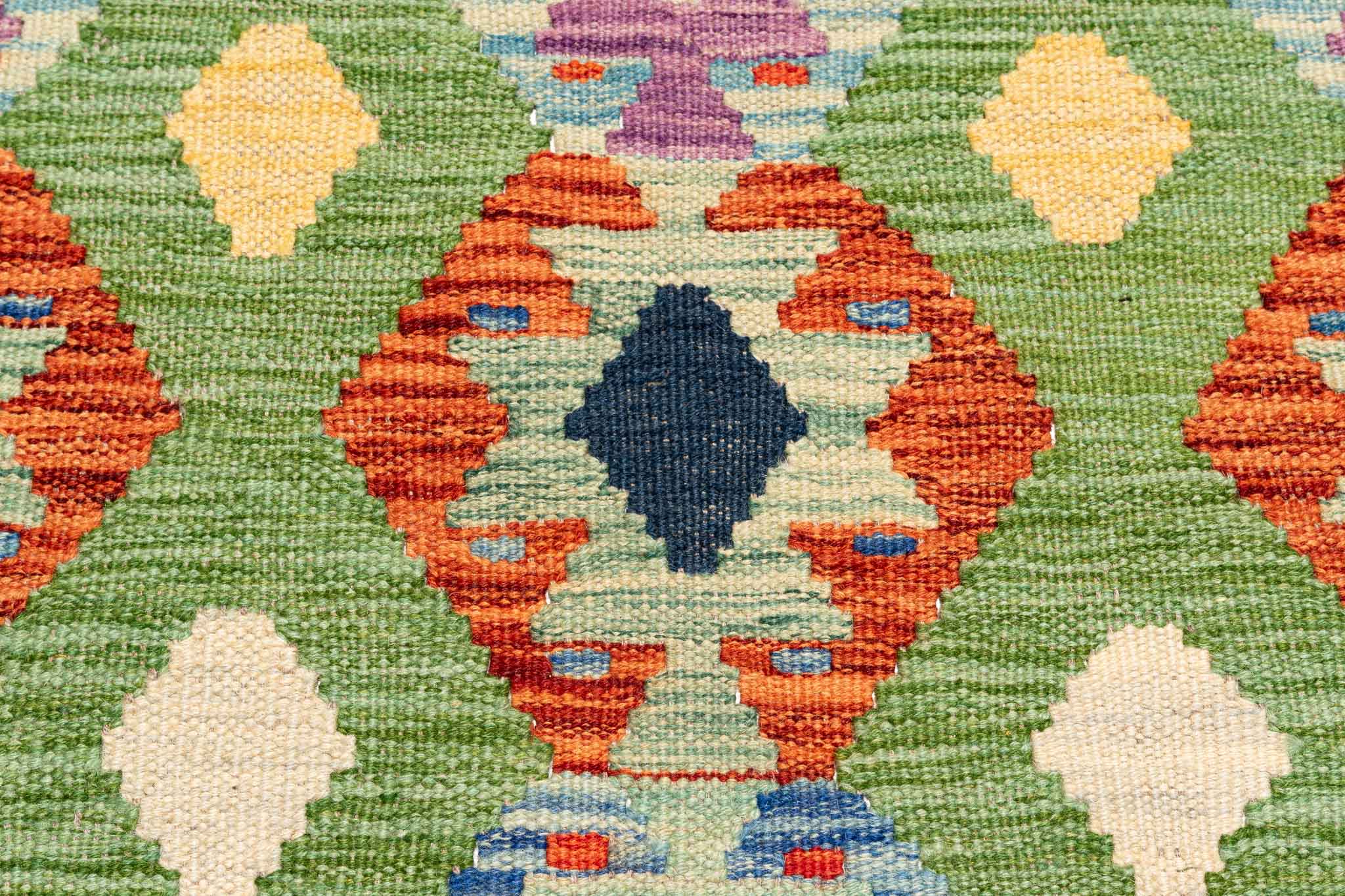 Handgewebter Kelim-Teppich aus Schurwolle, 150 × 194 cm