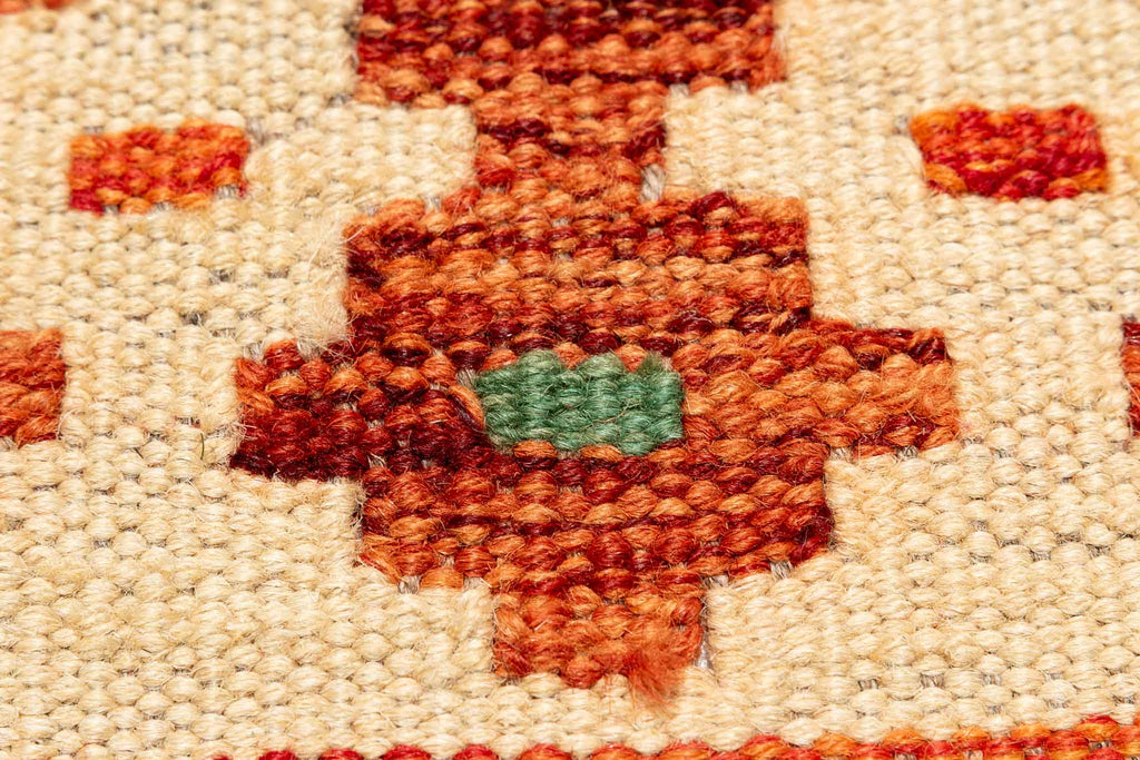 Handgewebter Kelim-Teppich aus Schurwolle, 150 × 194 cm