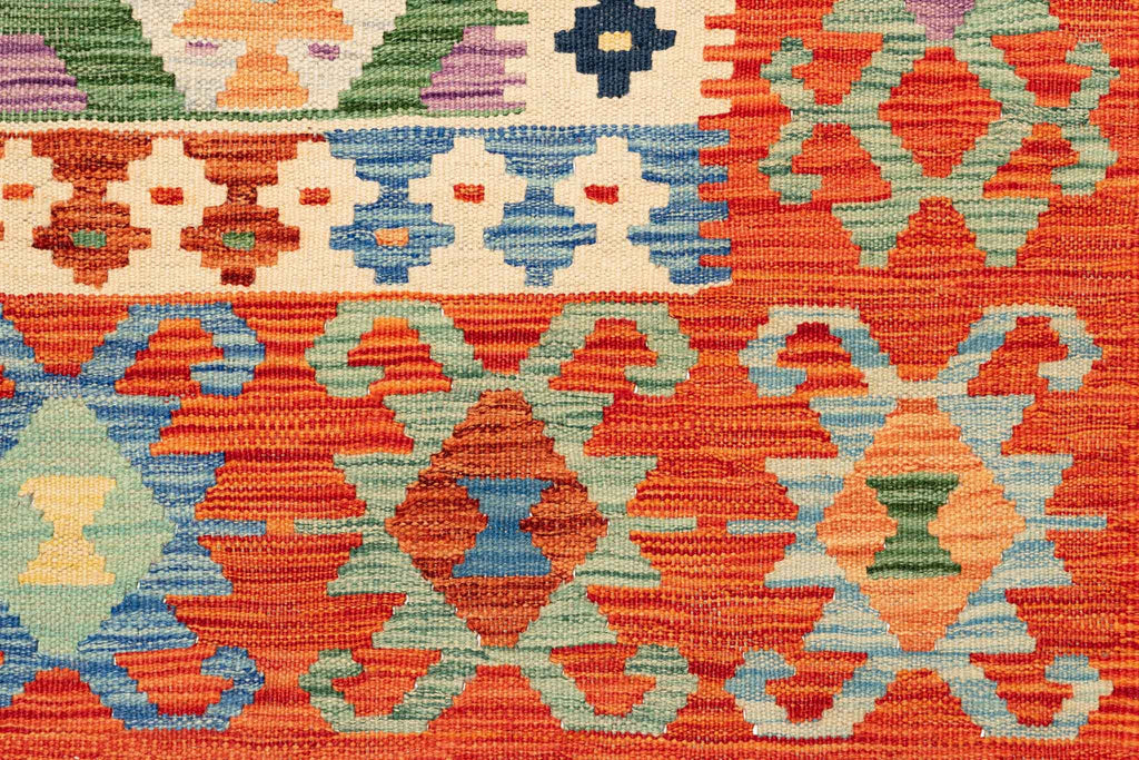 Handgewebter Kelim-Teppich aus Schurwolle, 150 × 194 cm