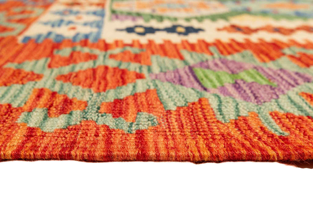 Handgewebter Kelim-Teppich aus Schurwolle, 150 × 194 cm