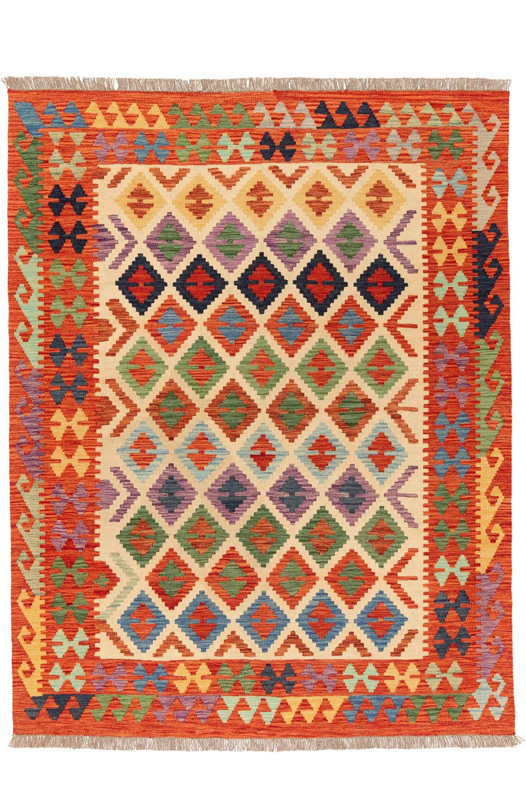 Handgewebter Kelim-Teppich aus Schurwolle, 160 × 208 cm