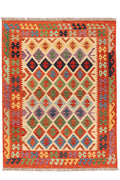 Handgewebter Kelim-Teppich aus Schurwolle, 160 × 208 cm