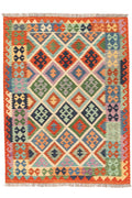 Handgewebter Kelim-Teppich aus Schurwolle, 150 × 200 cm