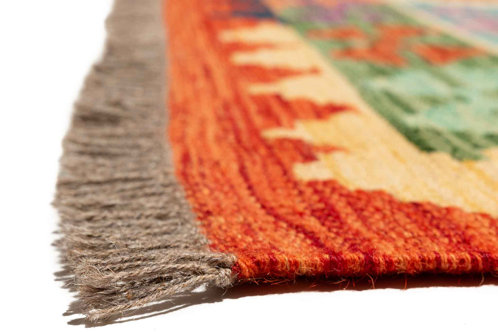 Handgewebter Kelim-Teppich aus Schurwolle, 150 × 200 cm
