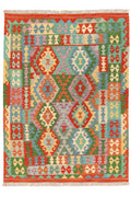 Handgewebter Kelim-Teppich aus Schurwolle, 151 × 200 cm