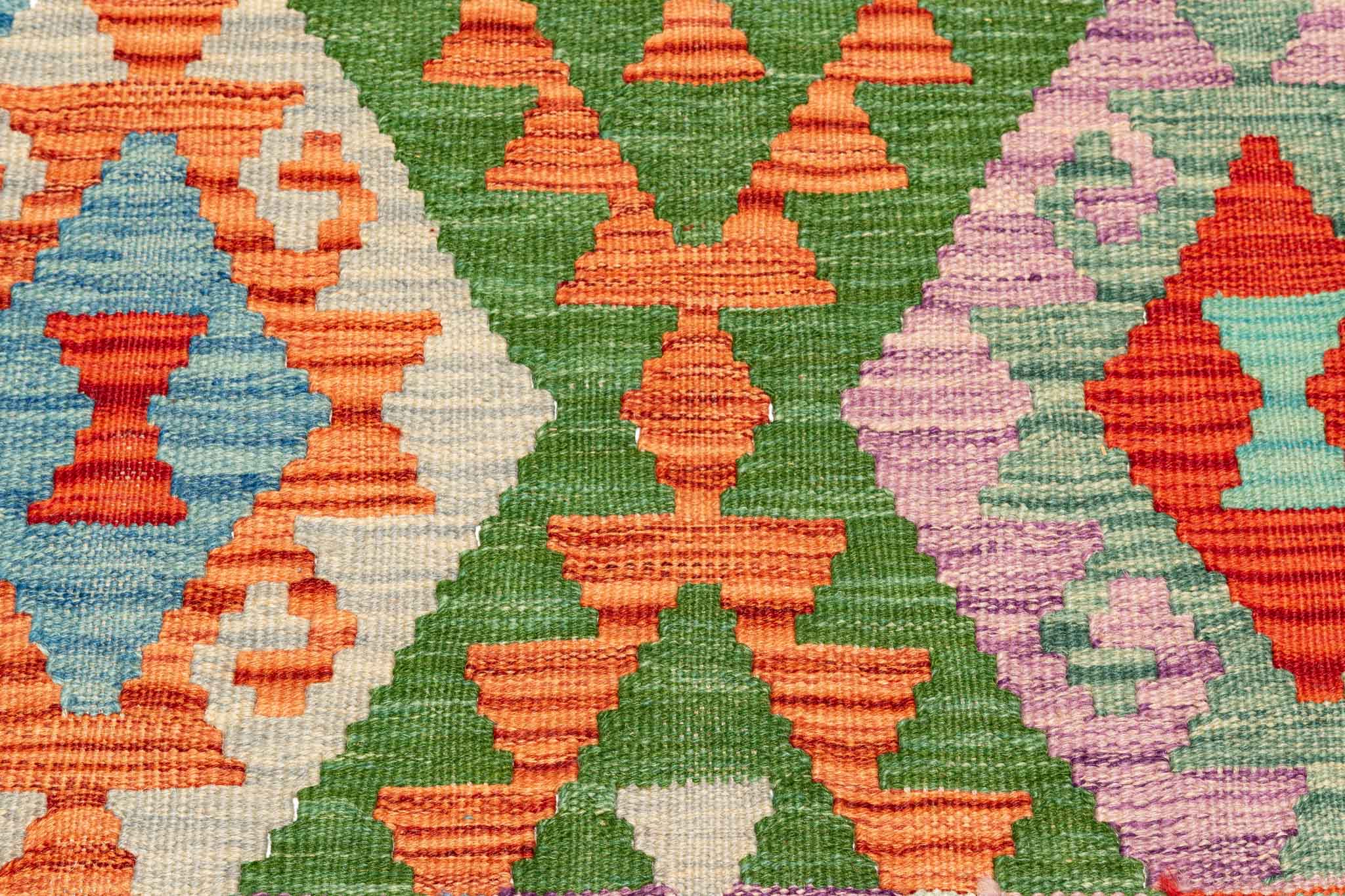 Handgewebter Kelim-Teppich aus Schurwolle, 151 × 200 cm