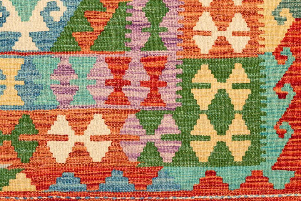 Handgewebter Kelim-Teppich aus Schurwolle, 151 × 200 cm