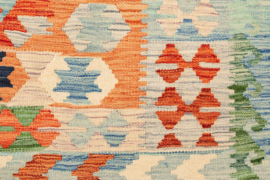 Handgewebter Kelim-Teppich aus Schurwolle, 146 × 193 cm