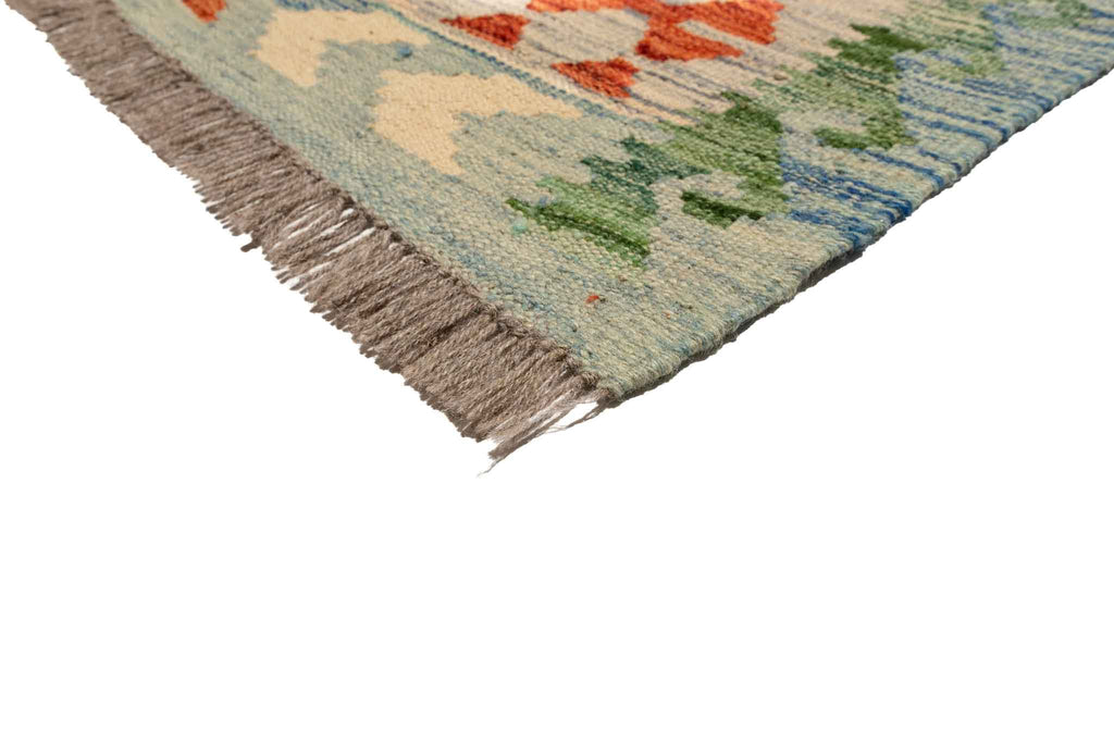 Handgewebter Kelim-Teppich aus Schurwolle, 146 × 193 cm