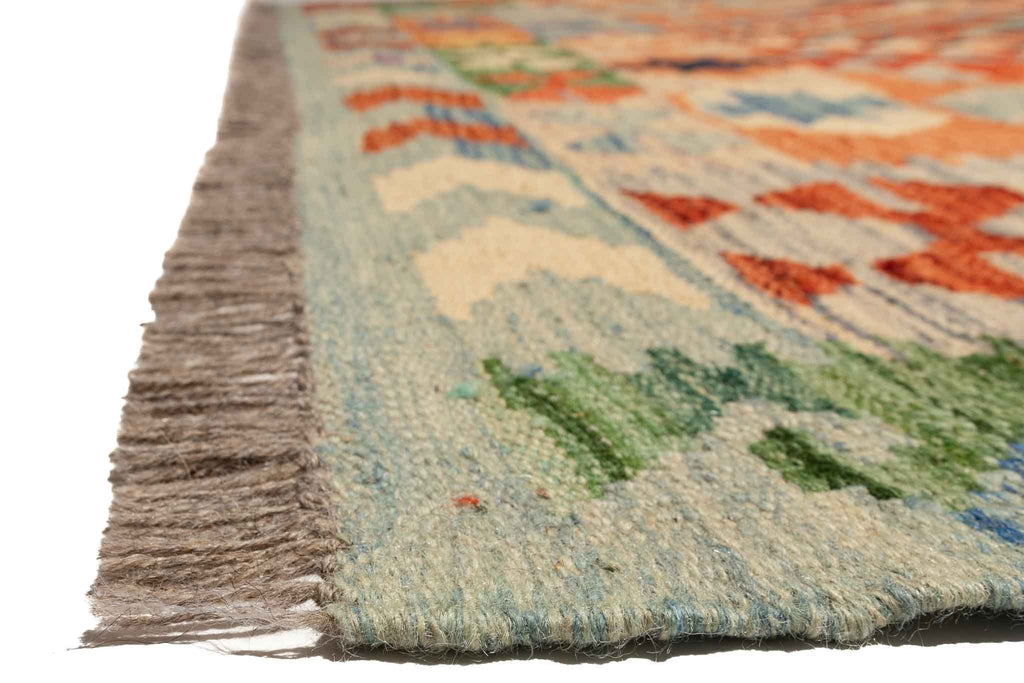 Handgewebter Kelim-Teppich aus Schurwolle, 146 × 193 cm