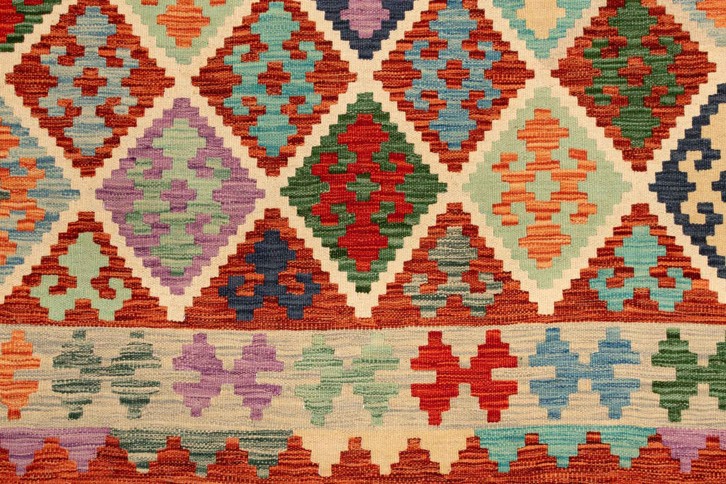 Handgewebter Kelim-Teppich aus Schurwolle, 150 × 200 cm