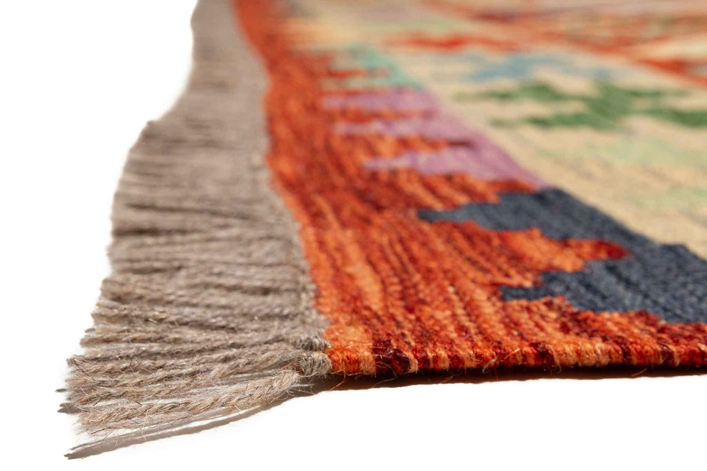 Handgewebter Kelim-Teppich aus Schurwolle, 150 × 200 cm