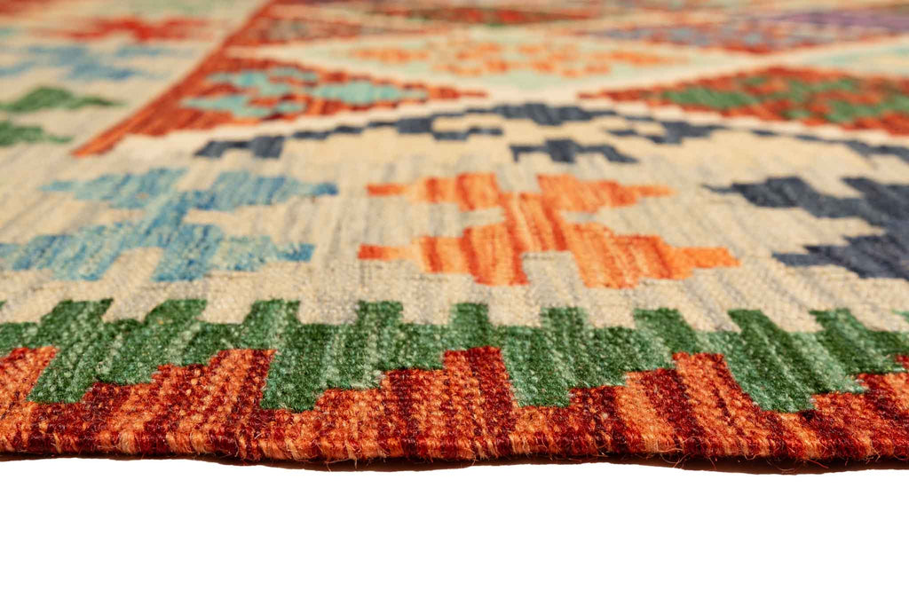 Handgewebter Kelim-Teppich aus Schurwolle, 150 × 200 cm