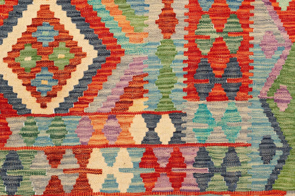 Handgewebter Kelim-Teppich aus Schurwolle, 152 × 200 cm