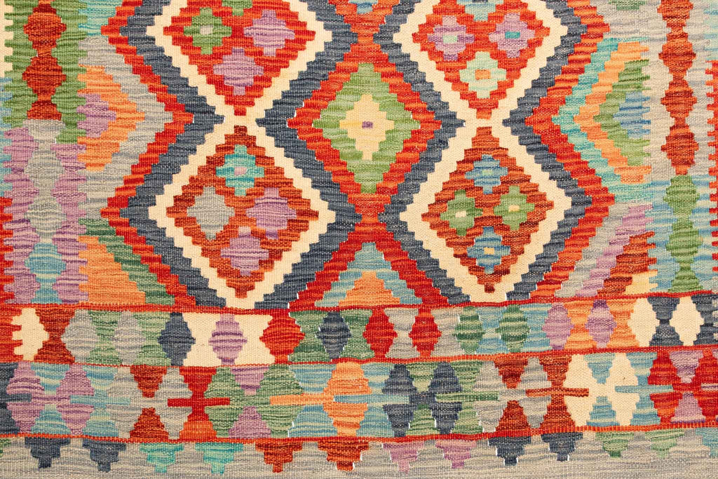 Handgewebter Kelim-Teppich aus Schurwolle, 152 × 200 cm