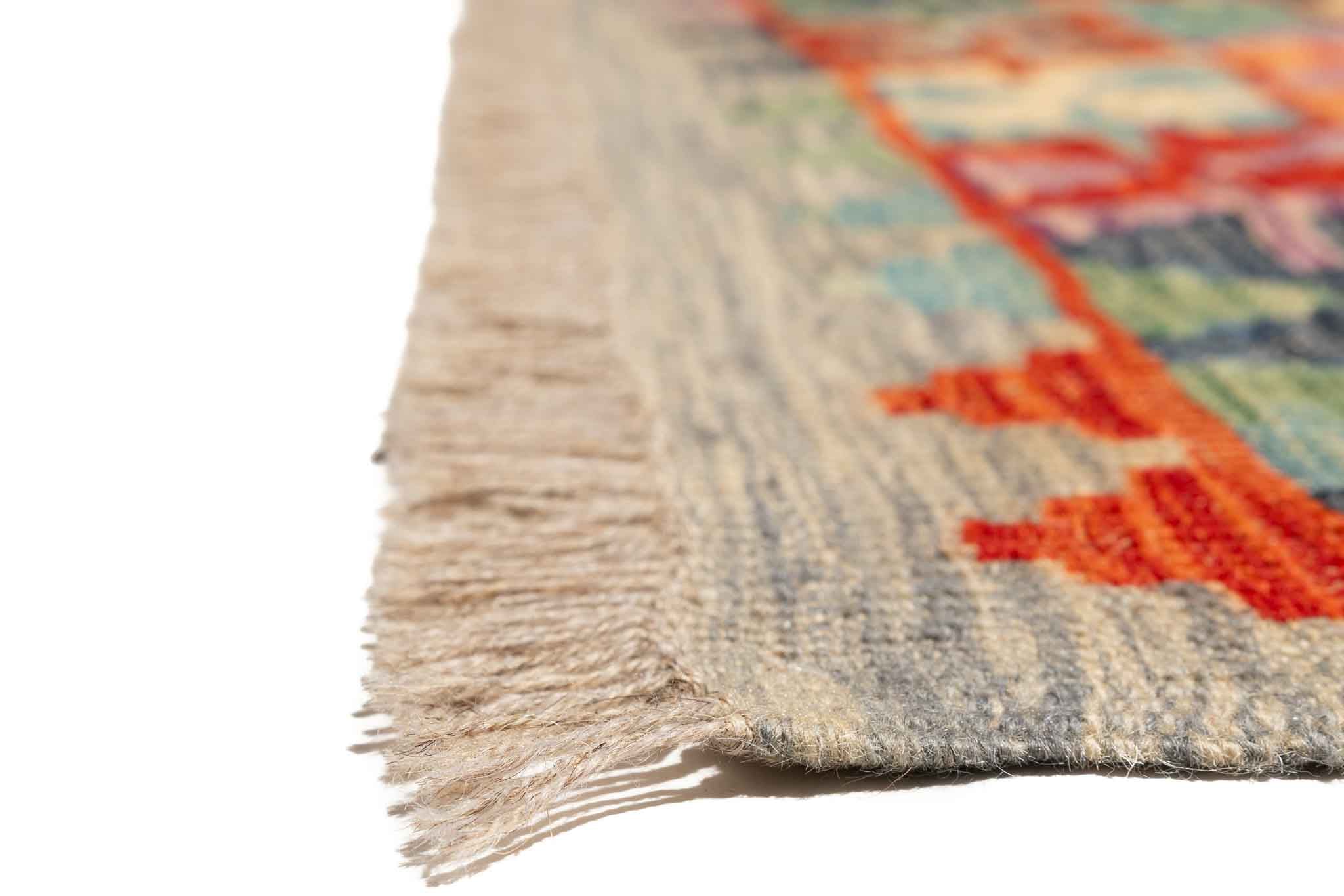 Handgewebter Kelim-Teppich aus Schurwolle, 152 × 200 cm