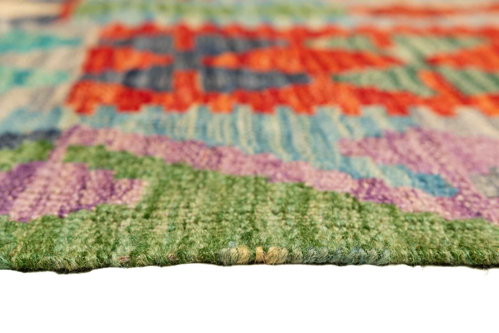 Handgewebter Kelim-Teppich aus Schurwolle, 152 × 200 cm