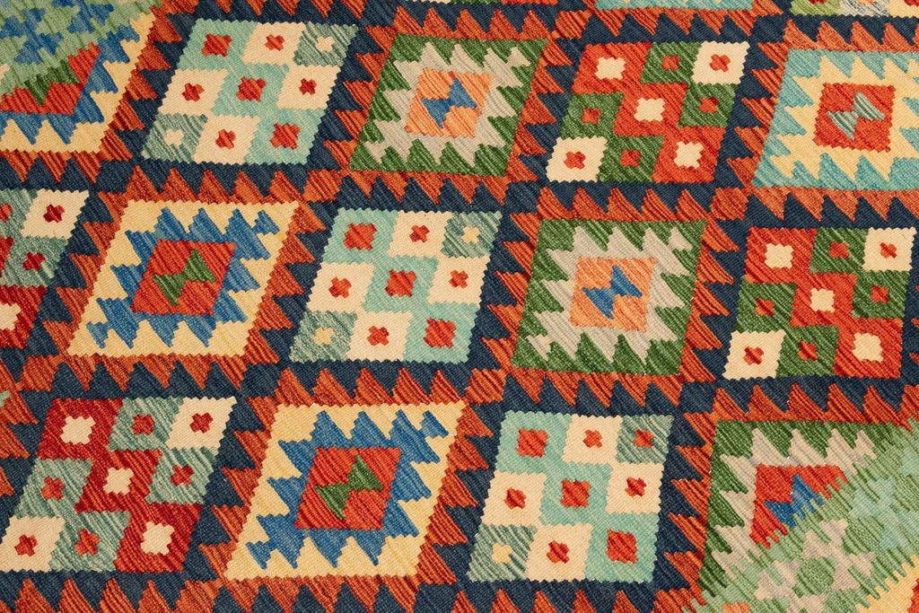 Handgewebter Kelim-Teppich aus Schurwolle, 150 × 207 cm