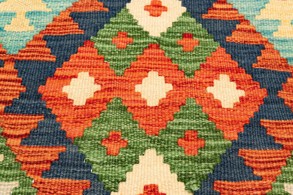 Handgewebter Kelim-Teppich aus Schurwolle, 150 × 207 cm