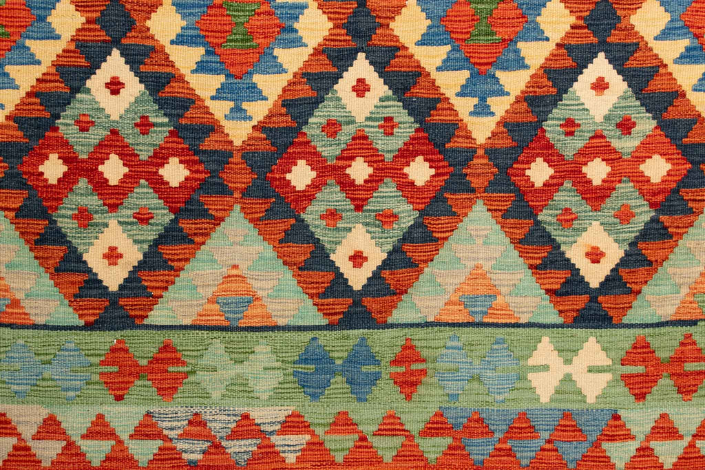 Handgewebter Kelim-Teppich aus Schurwolle, 150 × 207 cm