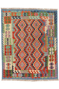 Handgewebter Kelim-Teppich aus Schurwolle, 152 × 191 cm