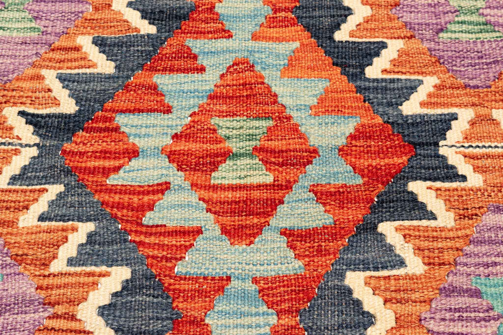 Handgewebter Kelim-Teppich aus Schurwolle, 152 × 191 cm