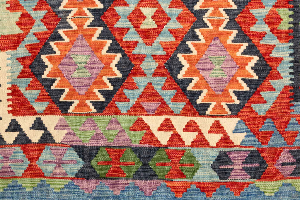 Handgewebter Kelim-Teppich aus Schurwolle, 152 × 191 cm