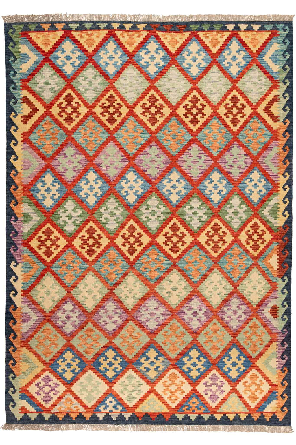 Handgewebter Kelim-Teppich aus Schurwolle, 175 × 249 cm